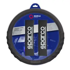 SPARCO - SET CUBRE VOLANTE ALMOHADILLA CINTURON NEGRO