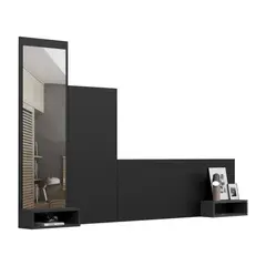 MOVENDA - Cabecera Flotante 2 Plazas Olivo con Espejo Negro