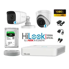 HILOOK - KIT 2 CÁMARAS SEGURIDAD FULL HD 2 CAMARA AUDIO INCORPORADO + DISCO 1TB