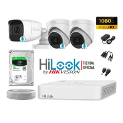 HILOOK - KIT 3 CÁMARAS SEGURIDAD FULL HD 3 CAMARA AUDIO INCORPORADO + DISCO 1TB