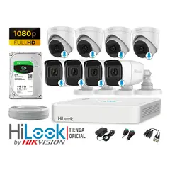 HILOOK - KIT 8 CÁMARAS SEGURIDAD AUDIO INCORPORADO FULL HD 1080P + DISCO 2TB