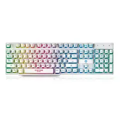 ENKORE - Teclado Gamer Brain Led Rainbow - Blanco