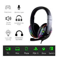 GENERICO - Audífonos Gamer Con Luces RGB Auriculares para PS4 PC Laptop