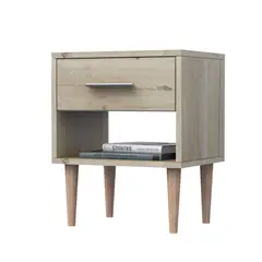 MOVENDA - Mesa de Noche Altea con 1 Cajon y Patas de Madera Duna