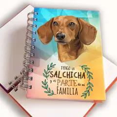 QALA DISEÑO - Libreta A6 - - Perro Salchicha Dachshund Marrón