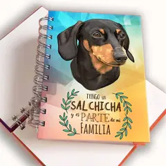 QALA DISEÑO - Libreta A6 - - Perro Salchicha Negro Dachshund