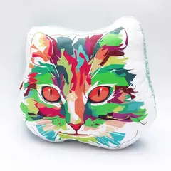 QALA DISEÑO - Almohada Decorativa - - Gato Arcoiris
