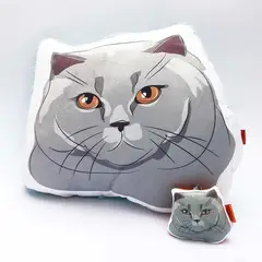 QALA DISEÑO - Pack Almohada y Llavero - - Gato Gris
