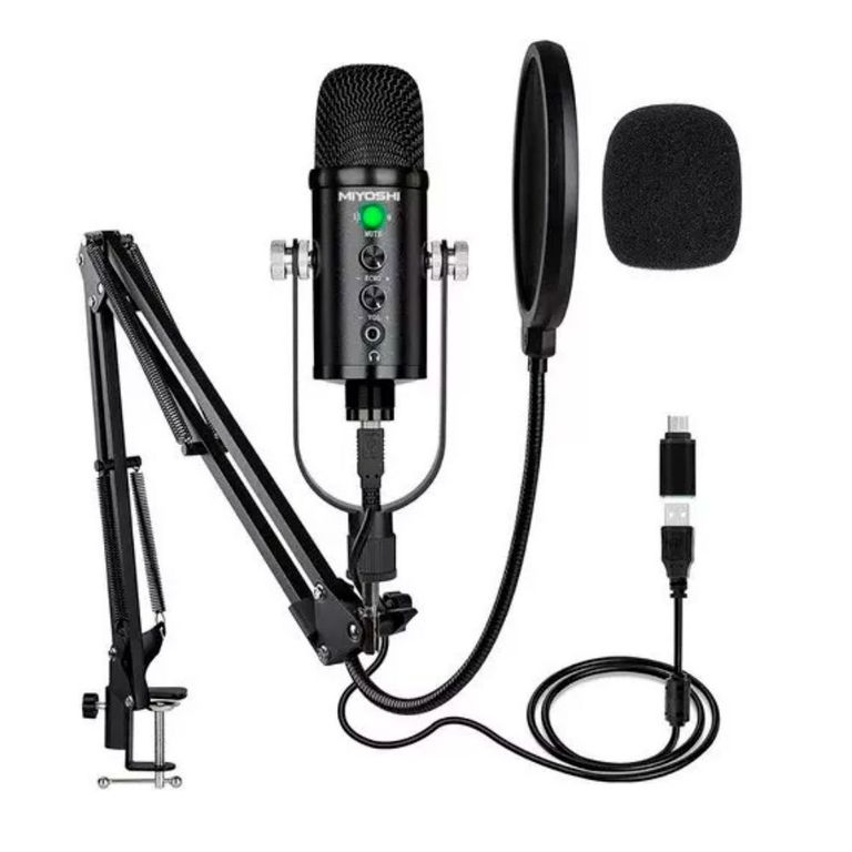 Micrófono Condensador Profesional Antipop Para Streaming Podcast