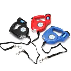 GENERICO - Correa retractil con linterna 3 en 1 para perros Roja.
