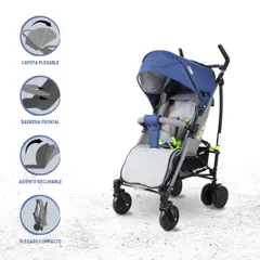 BABY GO - Coche Bastón Deportivo para Bebé «NITRO» Blue Gray