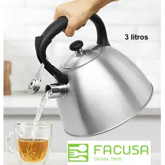 FACUSA - Tetera 3.00 litros Acero Inoxidable 100% Original
