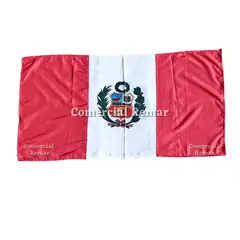 PERU - Bandera de Perú 135x85cm Tela Poliseda Con Escudo