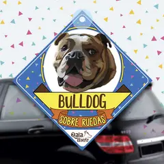 QALA DISEÑO - Colgante de auto 15 x15 cm - - Perro Bulldog Inglés