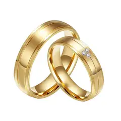 GENERICO - Anillo de Matrimonio Alianzas Deluxe Hombre Bañado Oro 18K Genieka