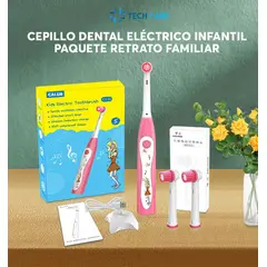 OEM - Cepillo Eléctrico Carga Segura Sonico Rosado Para Niñas+ 3 Cabezales