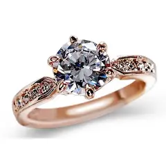 GENERICO - Anillo de Compromiso Imperial Deluxe Bañado en Oro 18K Aro - Genieka