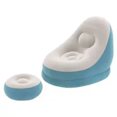 BESTWAY - Sofá sillón inflable con posa pies puff inflable-CELESTE