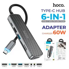 HOCO - Lector Multipuerto Adaptador 6 En 1 Hb24 Multifunción Usb-c 60w
