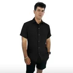 DM DEXMEN - Camisa Dexmen Casual Lino Negro