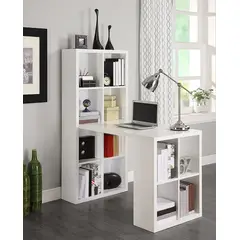 VILLA HOGAR - Escritorio Kerberos blanco mesa de trabajo con estantería