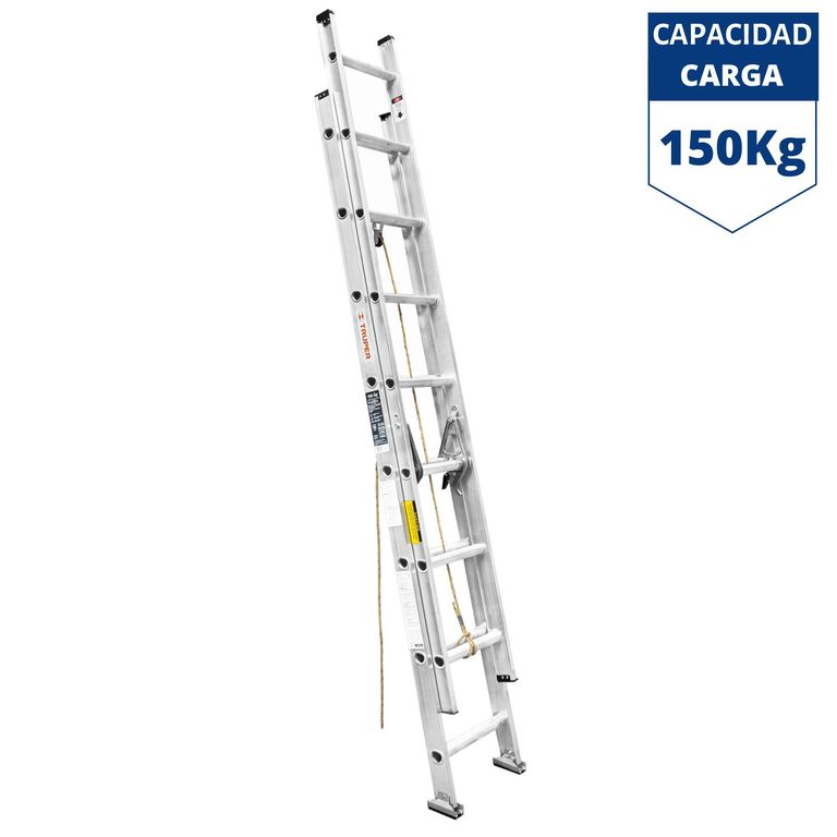 Escalera telescópica, 16 peldaños, soporta 150 Kg