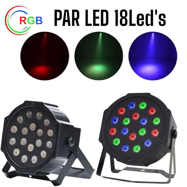 Par LED 18Leds 3Watts RGB AutoSound DMX520 Reflector Luces Color