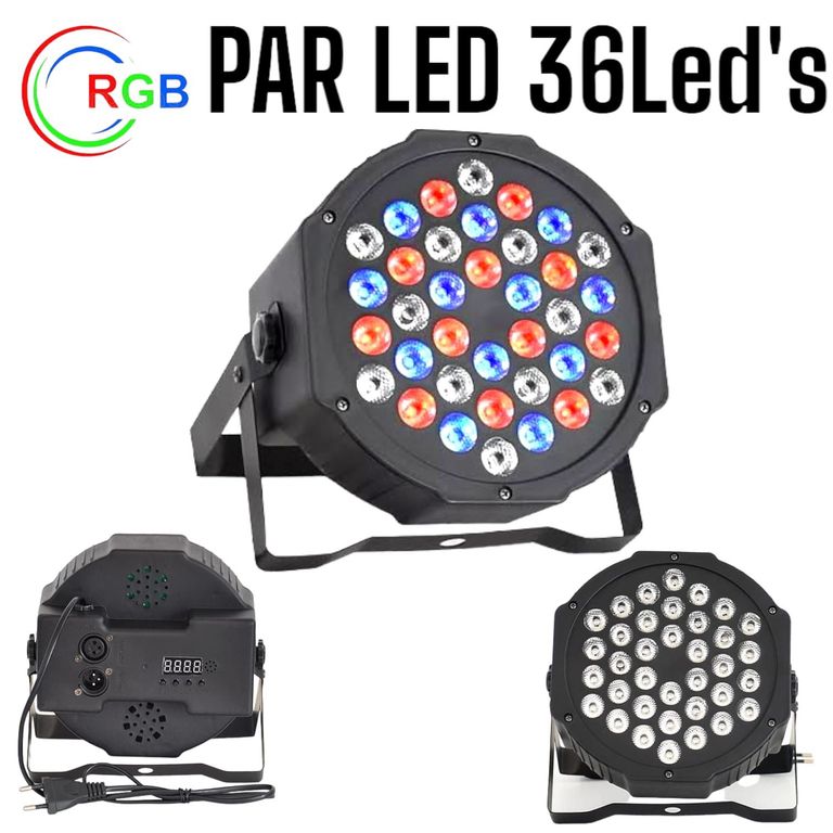 Par LED 36Leds 3Watts RGB AutoSound DMX520 Reflector RGB
