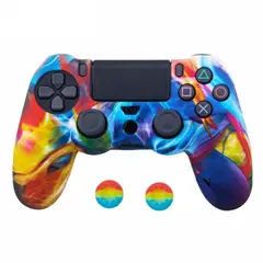 GENERICO - Funda de Silicona Camuflaje Ps4, Dualshock, PS4 Slim + 2 Tapas De Goma