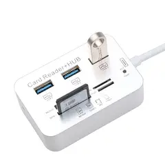 GENERICO - Lector de Tarjeta SD + HUB USB 3 Puertos 2.0 Combo 7 en 1