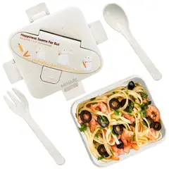 MINARI - Táper Lonchera de Frutas Alimentos para Niños Cubiertos Blanco L97