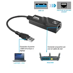 GENERICO - Adaptador usb 3.0 a rj45 usb lan ethernet windows internet gigabit