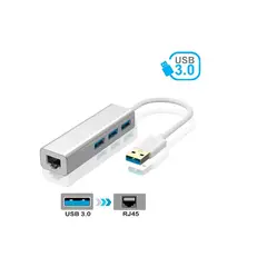 GENERICO - Adaptador usb 3.0 a rj45 gigabit 10/100/1000 c/ 3 usb 3.0 alumino 100%