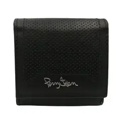 PERRY JHAN - Monedero De Correa Para Hombre de Cuero Negro 1010 -