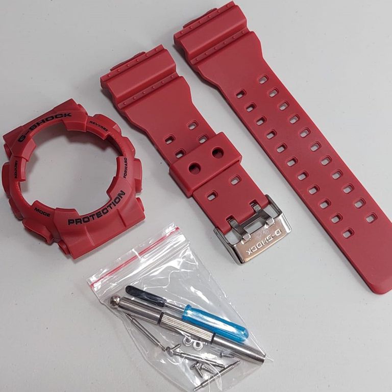 Correa Repuesto + Bisel para CASIO G-SHOCK GA100 / 110 / 120 - Rojo