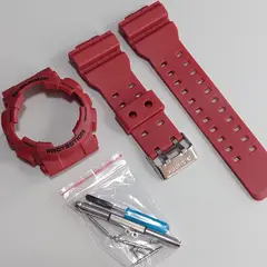 GENERICO - Correa Repuesto + Bisel para CASIO G-SHOCK GA100 / 110 / 120 - Rojo