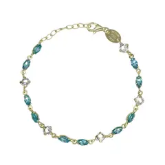 VICTORIA CRUZ - Pulsera de plata con cristales azules bañada en oro