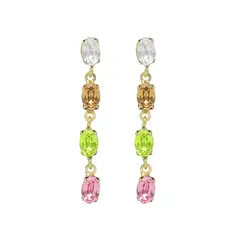 VICTORIA CRUZ - Aretes de plata con cristales colores largos