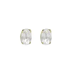 VICTORIA CRUZ - Aretes plata con cristales pegados oval