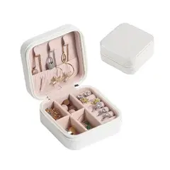 GENERICO - Makeway - Joyero de viaje pequeño para mujer de cuero PU - Blanco