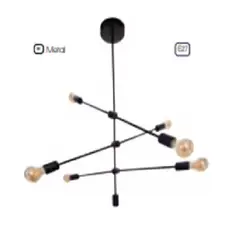 GENERICO - Lámpara de techo negro 6 luces, luminaria