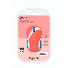 LOGITECH - Mouse Inalámbrico M187 Mini Coral