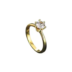 GENERICO - Anillo de Compromiso Solitario Yellow Gold Bañado en Oro 18K Genieka