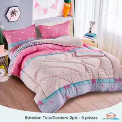 MINGDA - EDREDÓN TELA CON CARNERO LAZOS CREMA 2PLZ