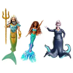 MATTEL - Set de Muñecos Ariel, Tritón y Ursula La Sirenita Live Action