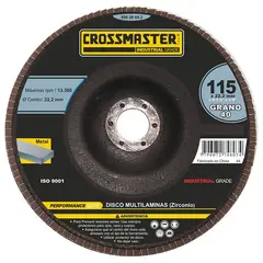 GENERICO - Disco Flap 4.1/2" x 7/8" Crossmaster 9982624-3 Grano 60 - Rojo