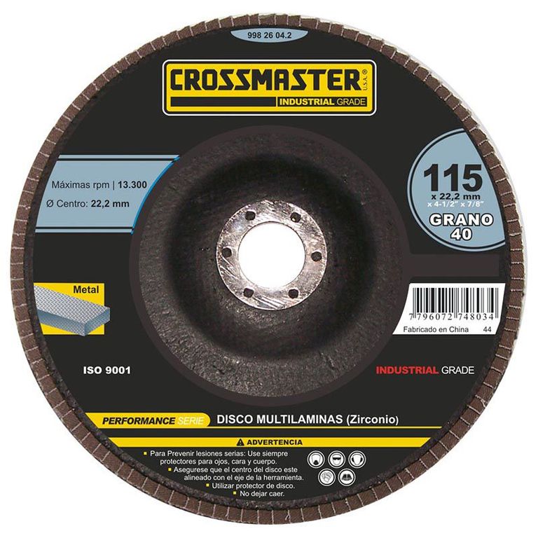 Disco Flap 4.1/2" x 7/8" Crossmaster 9982624-6 Grano 120 - Rojo