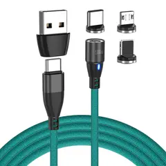 GREENPORT - Cable Magnético 100w 6 En 1 / 1 Metro - 360° -Verde