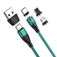 GREENPORT - Cable Cargador Magnético 60w 6 En 1 / 2 Metros - 360°-Verde