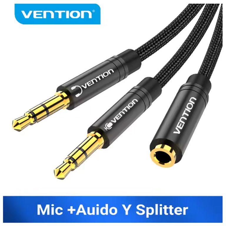 Cable Auxiliar 2 Machos - 1 Hembra Trrs Audio & Microfono Pc